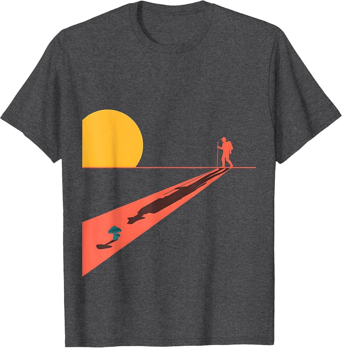 Golden Sun Morel Shadow Flat Vector Forager Humor T-Shirt - Dark Heather Grey