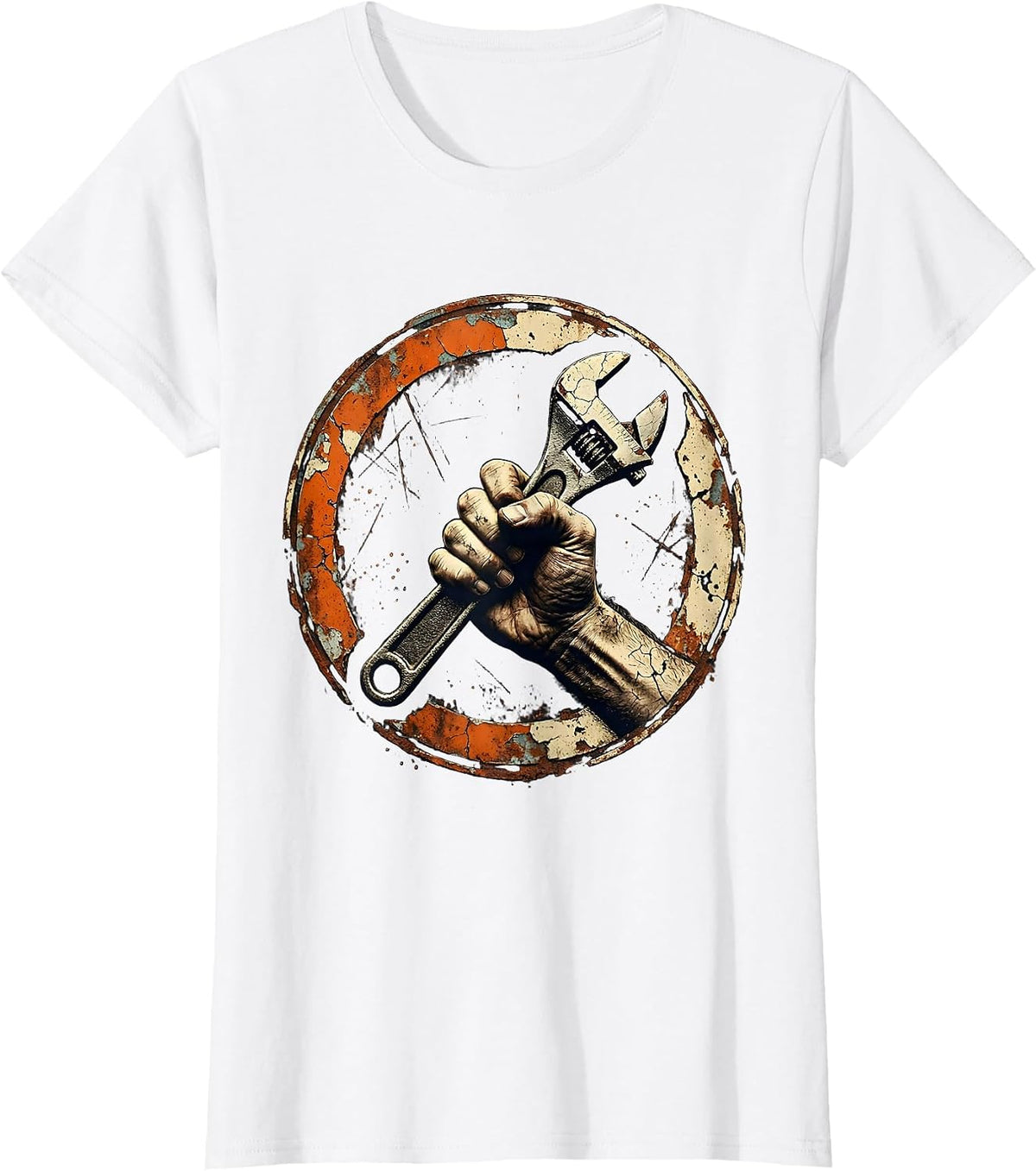 Blue Collar Wrench Grip Hard Worker Graphic T-Shirt - White