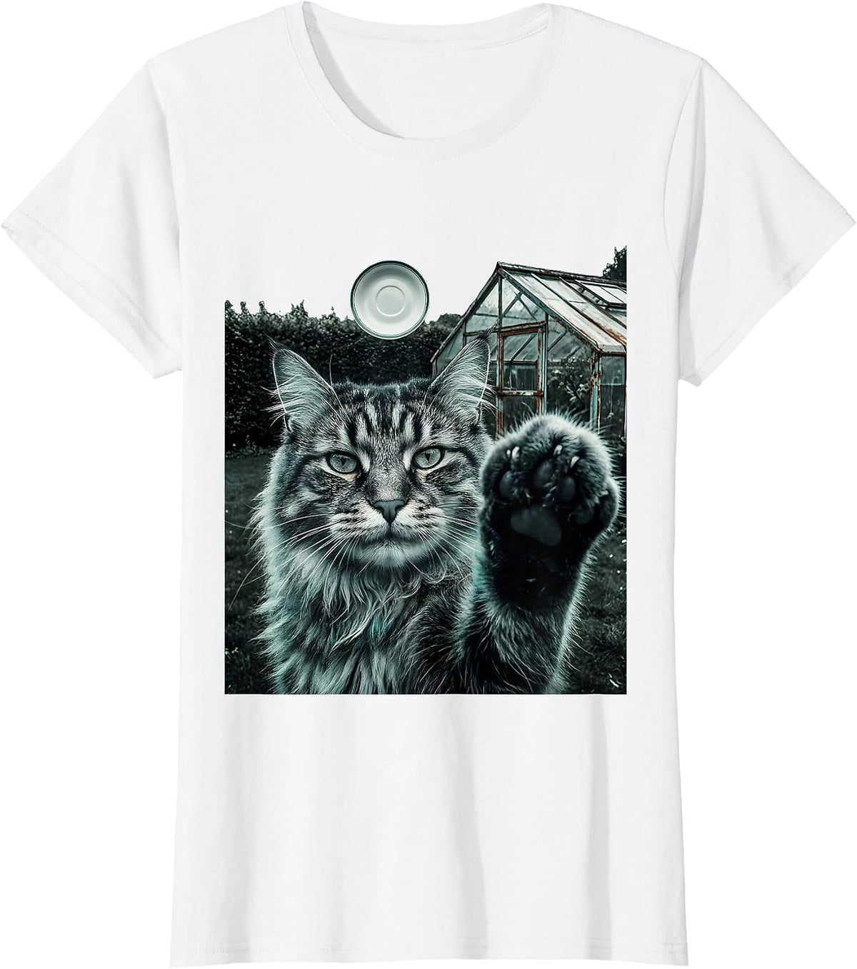 Women's Norwegian Forest Cat UFO Meme Funny Cat Owner Gift T-Shirt - White