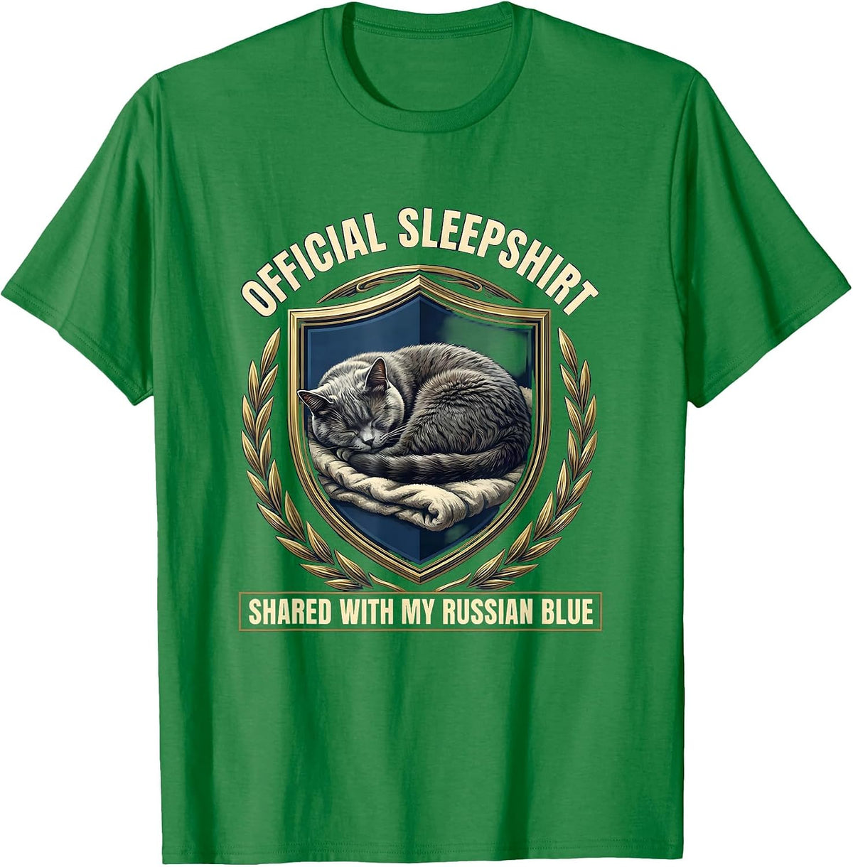Men's Official Sleepshirt, Shared With My Russian Blue Cat Lover T-Shirt - Kelly Green