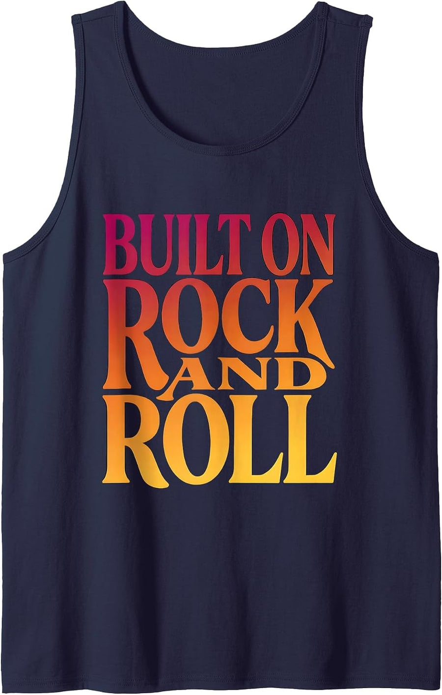 Built on Rock and Roll Vintage Women Band Design Tank Top - Navy Blue