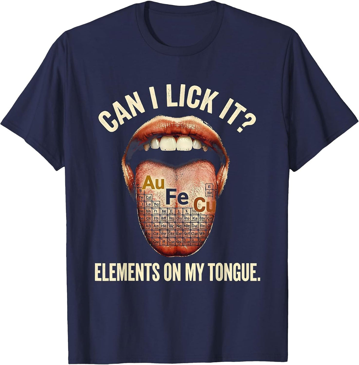 Men's Can I Lick It Periodic Table Elements Design T-Shirt - Navy Blue