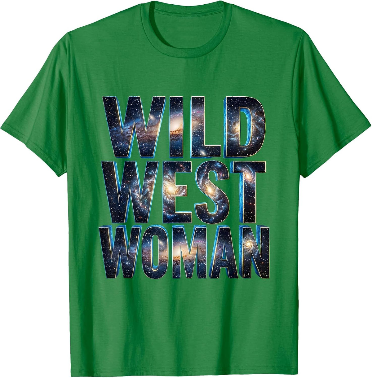 Men's Wild West Woman Western Graphic Design T-Shirt - Kelly Green
