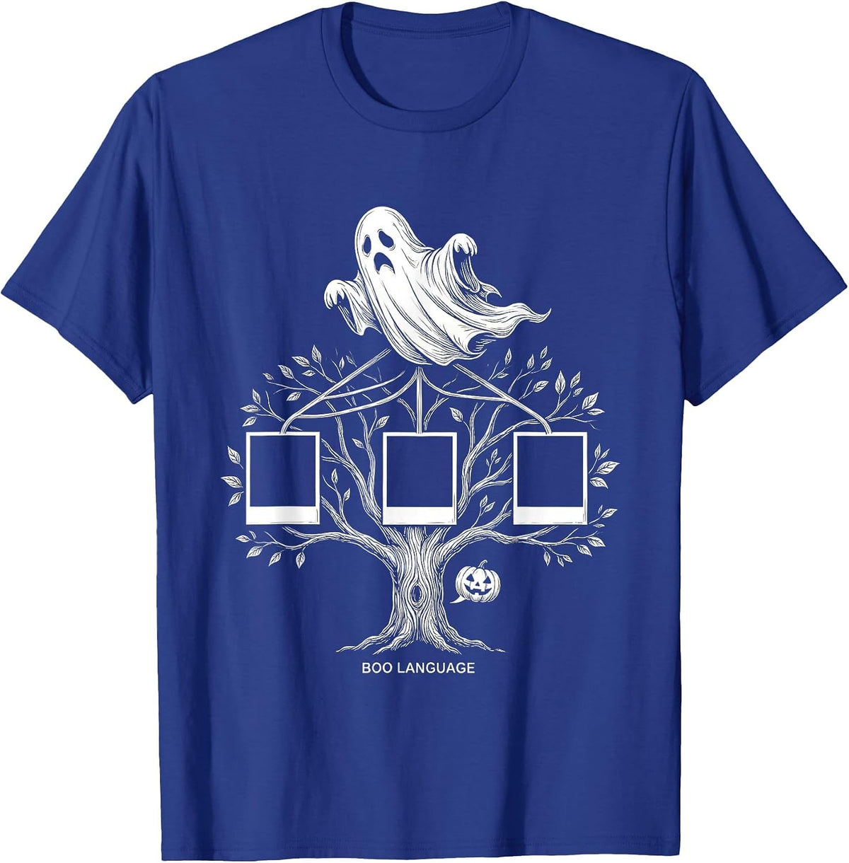 Men's Boo Language Funny Ghost Speech Therapy SLP Halloween T-Shirt - Royal Blue
