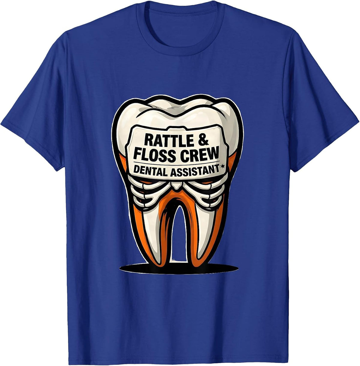 Rattle & Floss Crew Dental Assistant Cartoon Halloween T-Shirt - Royal Blue