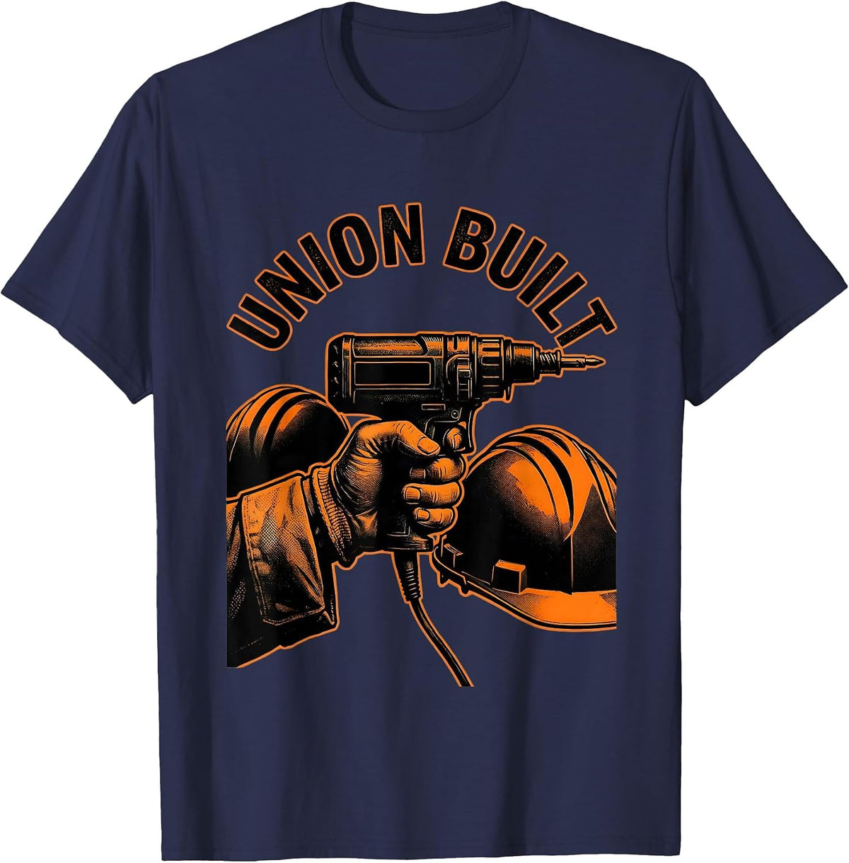 UNION BUILT Labor Pride Union Worker Solidarity T-Shirt - Navy Blue