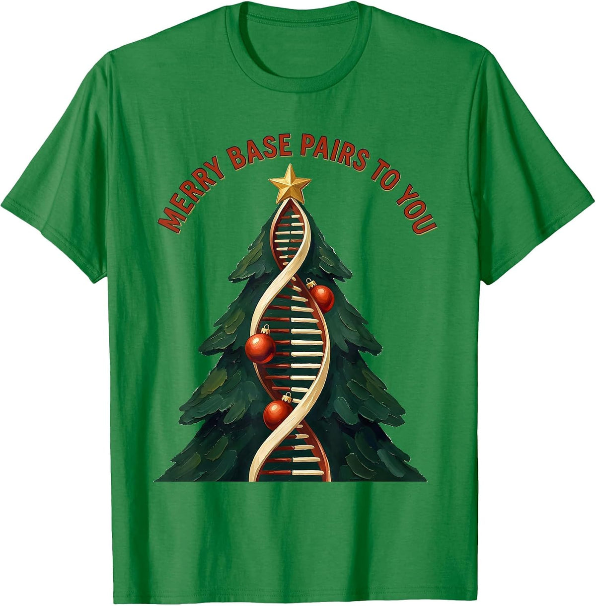 Men's Merry Base Pairs To You Funny Science Teacher DNA Christmas T-Shirt - Kelly Green