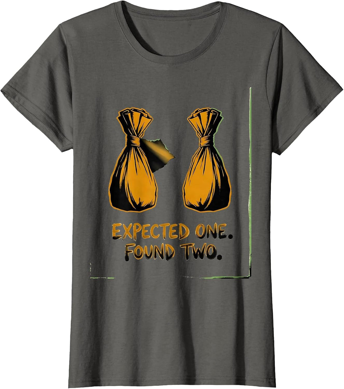Women's Expected One Found Two Playful Twin Pregnancy Mama T-Shirt - Asphalt Grey