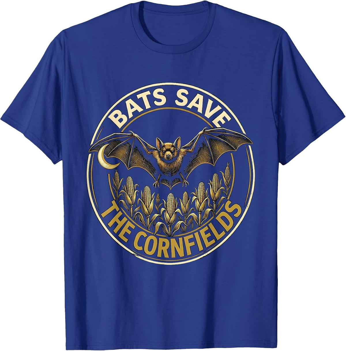 Bats Save The Cornfields Funny Bat Lover Biology Science T-Shirt - Royal Blue