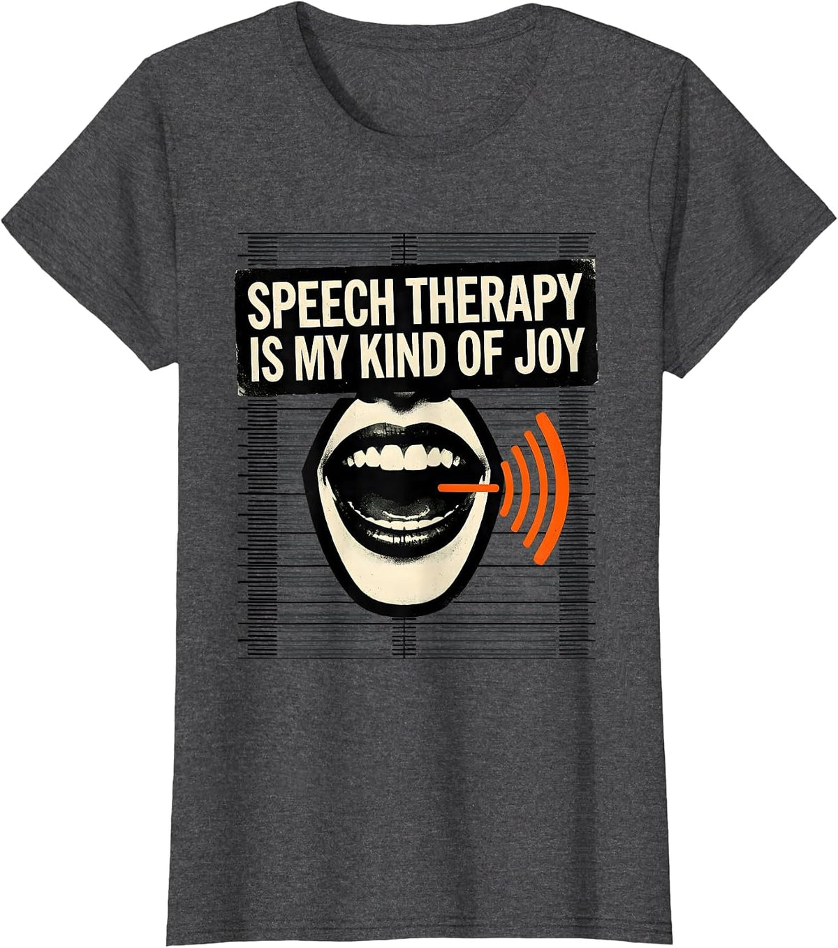 Women's Speech Therapy Is My Kind of Joy Stencil Nurse Healthcare T-Shirt - Dark Heather Grey