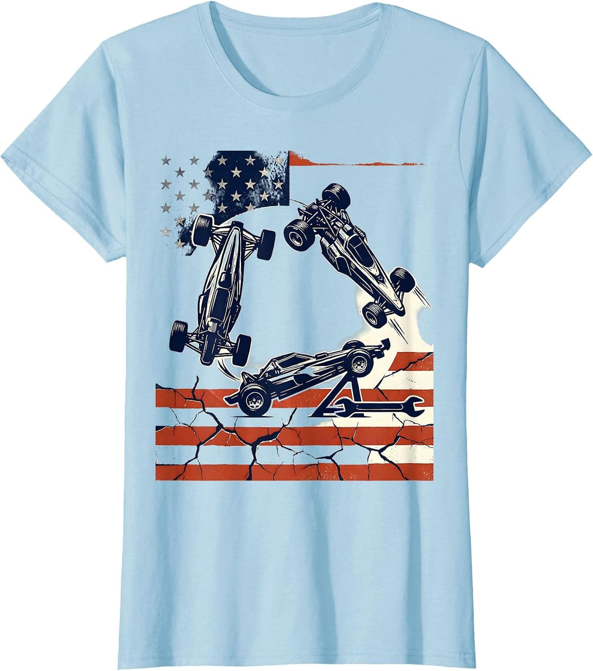 RC Dragster Chassis Patriotic RC Car Hobbyist Gift T-Shirt - Baby Blue
