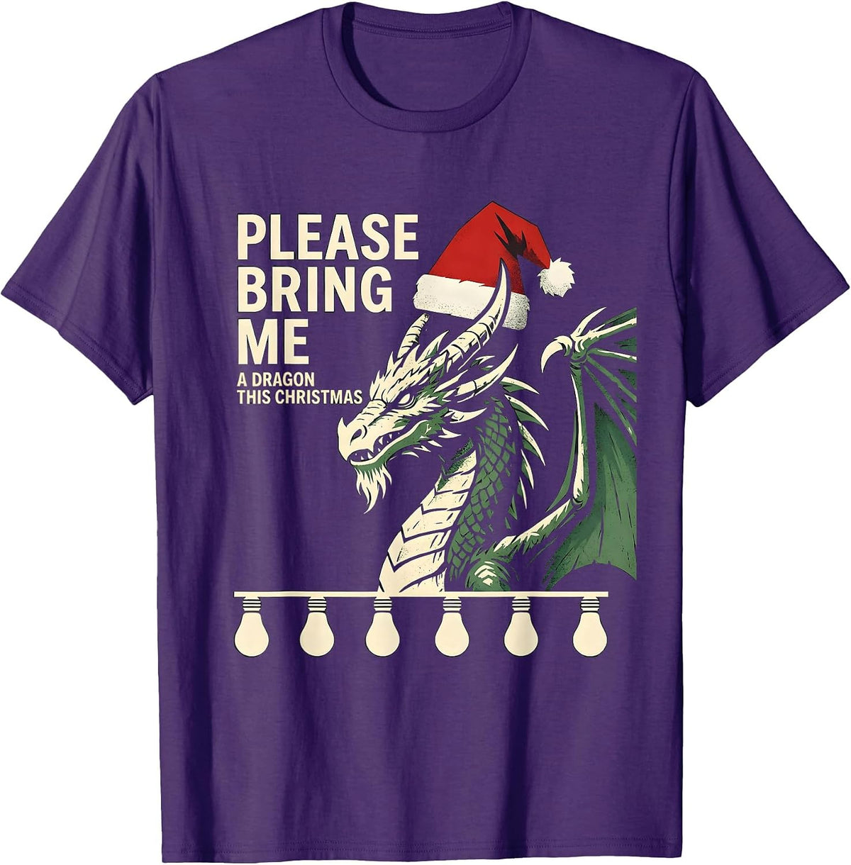 Please Bring Me A Dragon This Christmas Funny T-Shirt - Purple