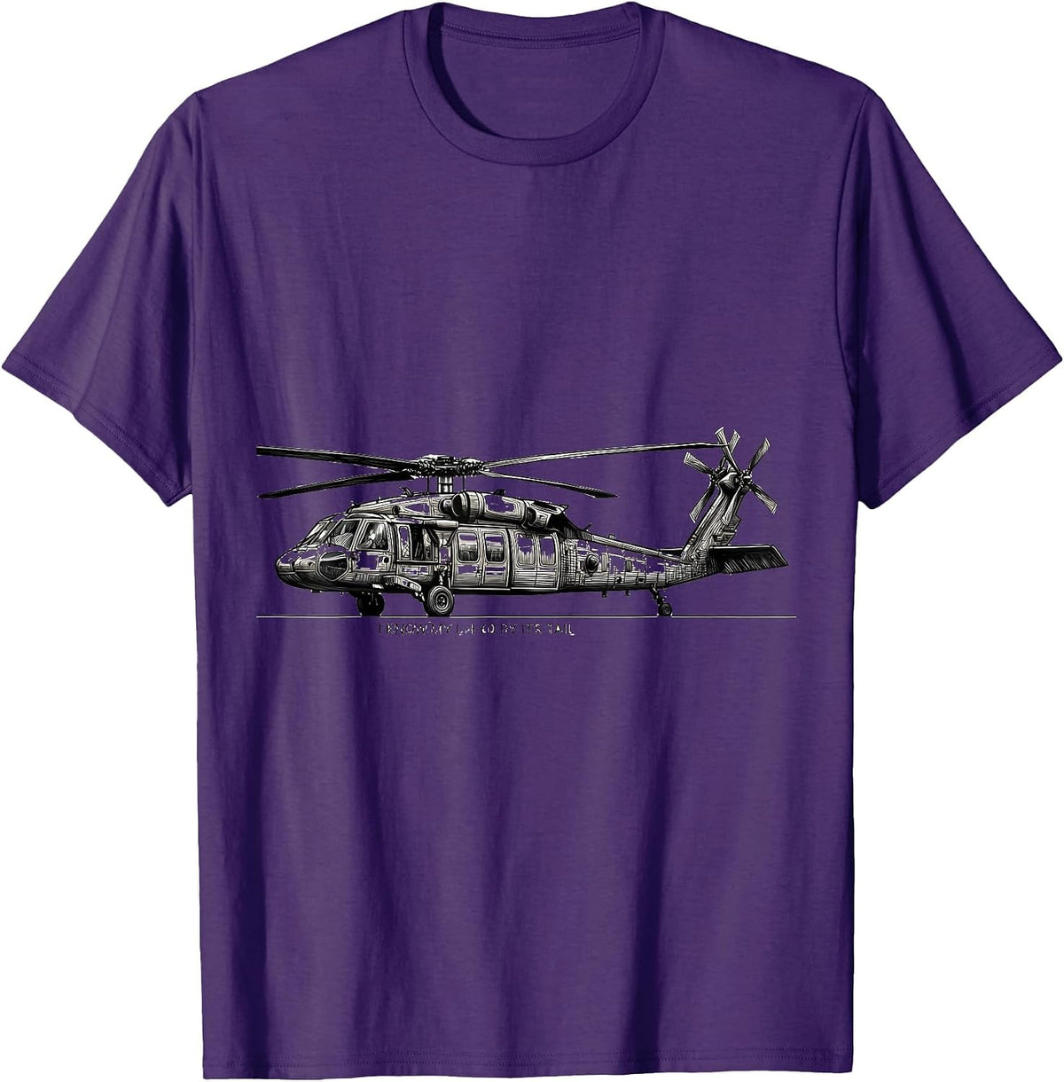 I Know My UH-60 By Its Tail Military Helicopter Pilot T-Shirt - Purple