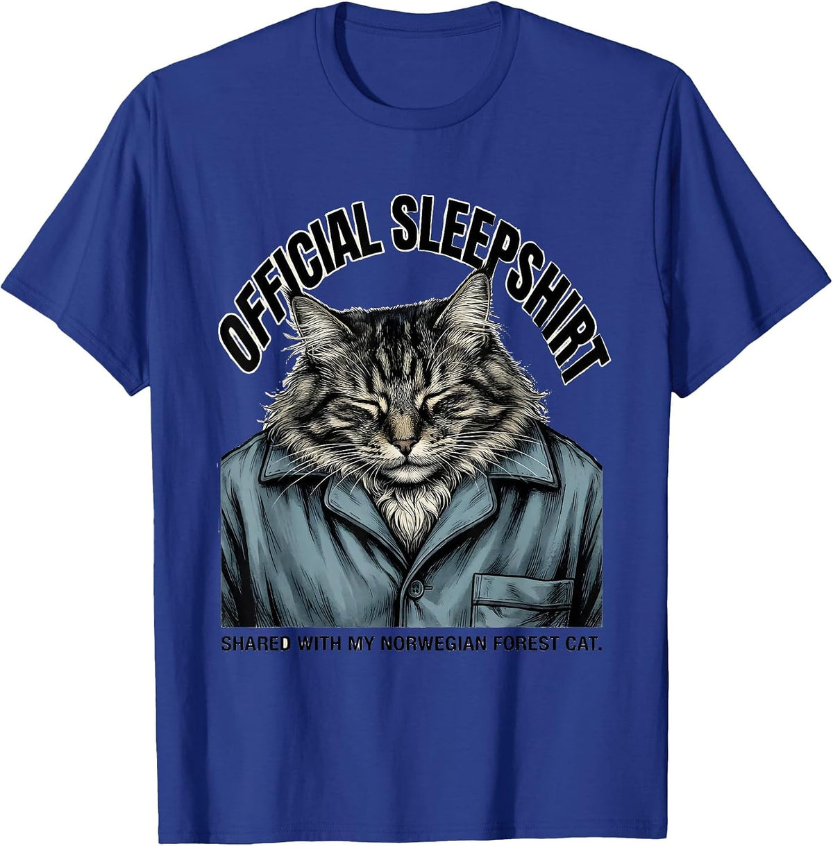 Men's Official Sleepshirt, Shared With My Norwegian Forest Cat T-Shirt - Royal Blue