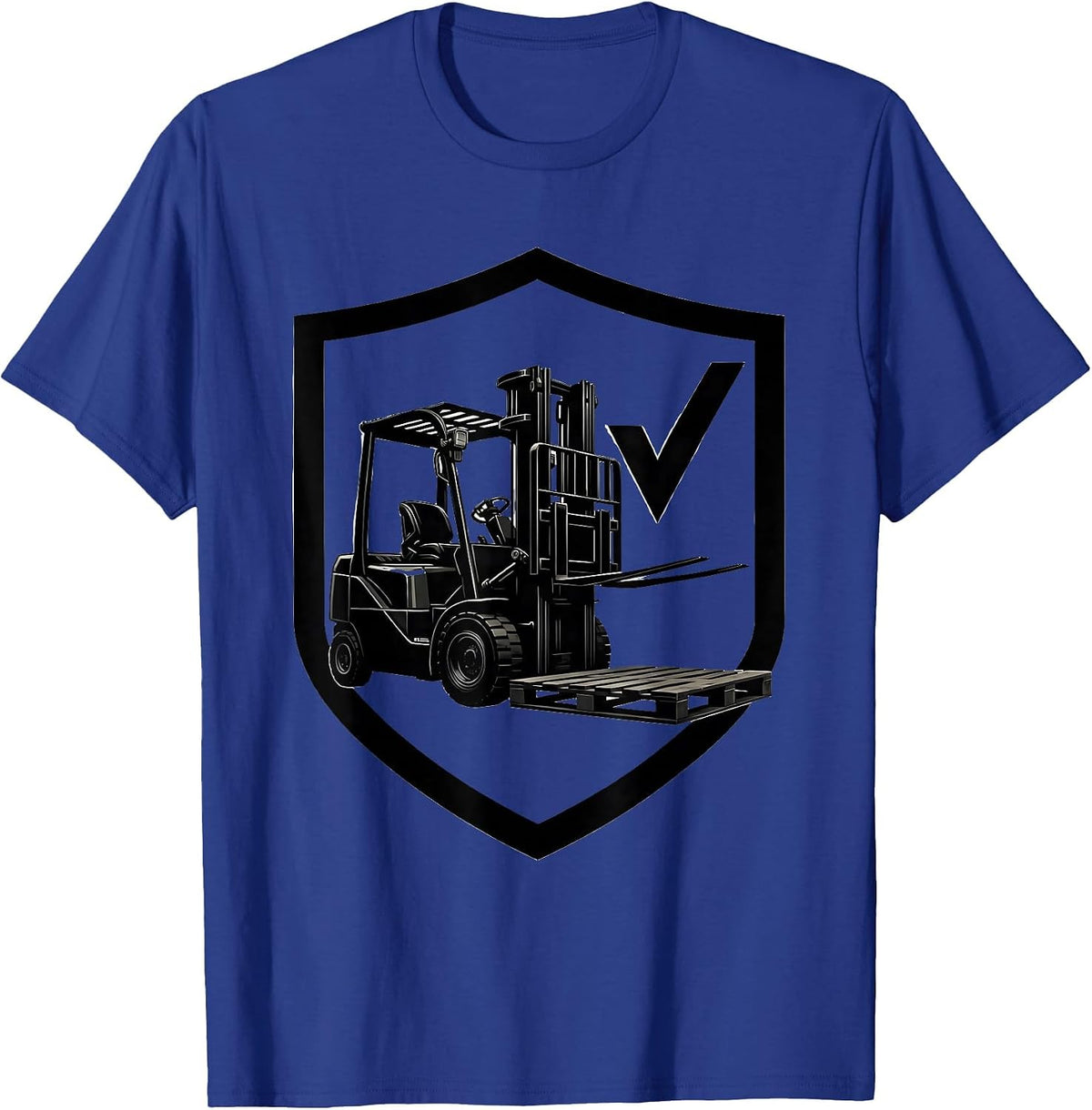 Men's Forklift Badge Silhouette Funny Forklift Driver T-Shirt - Royal Blue