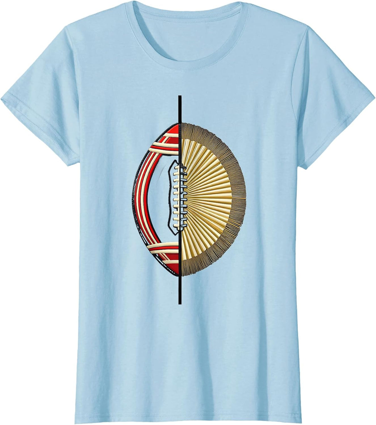 Angular Twin-Lobed Football And Cheer Dual-Sport Mom T-Shirt - Baby Blue