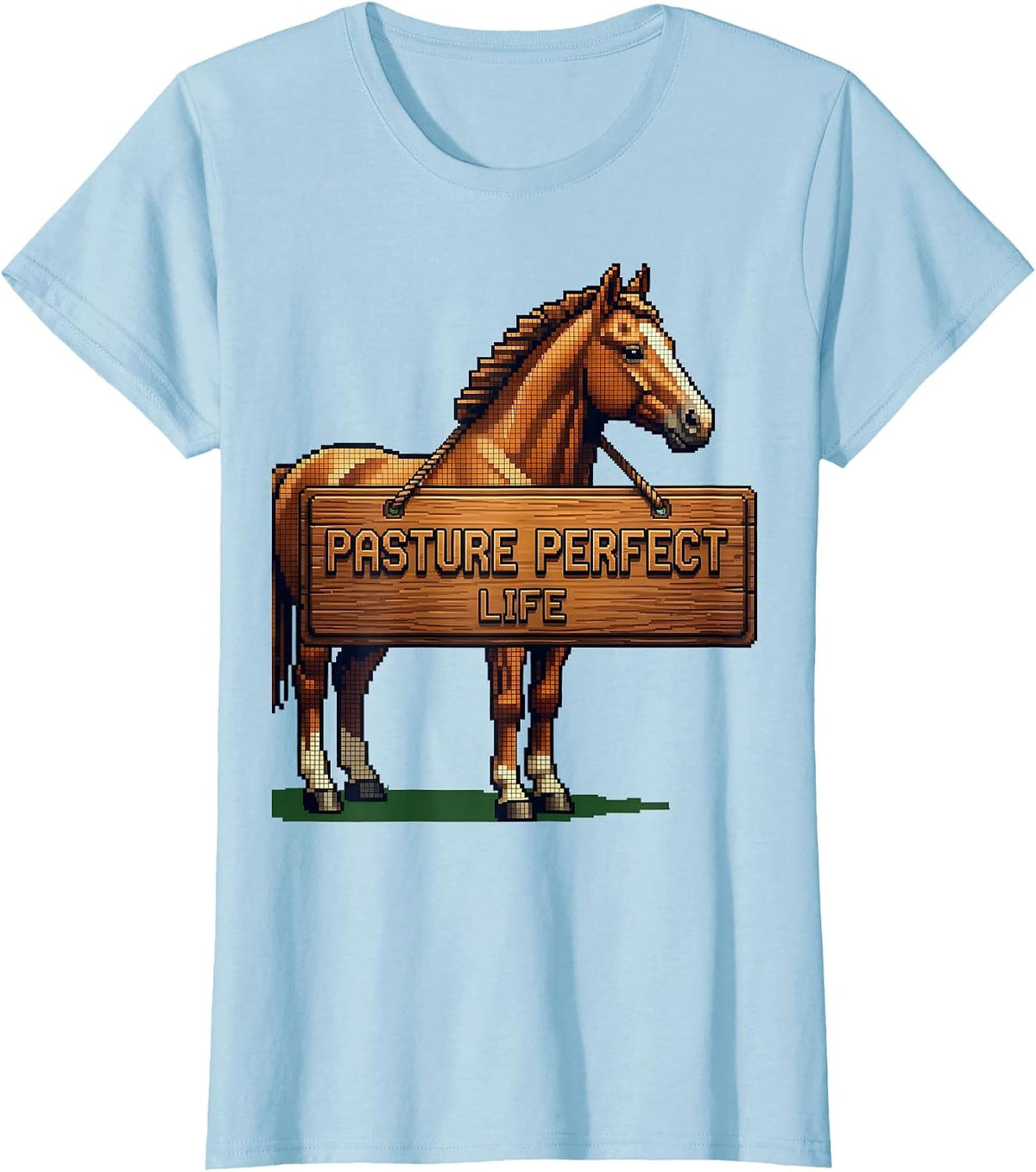 Pasture Perfect Life Horse Lover Design T-Shirt - Baby Blue