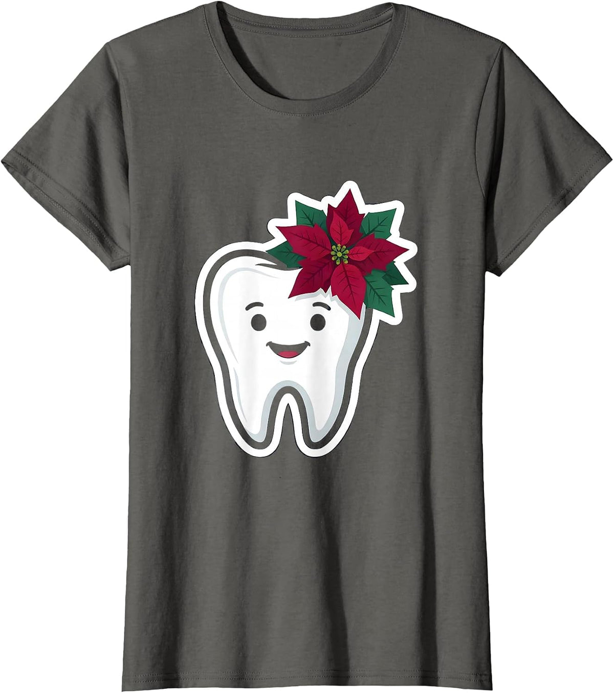 Women's Broad Tooth Dentist Christmas Dental Team Humor T-Shirt - Asphalt Grey