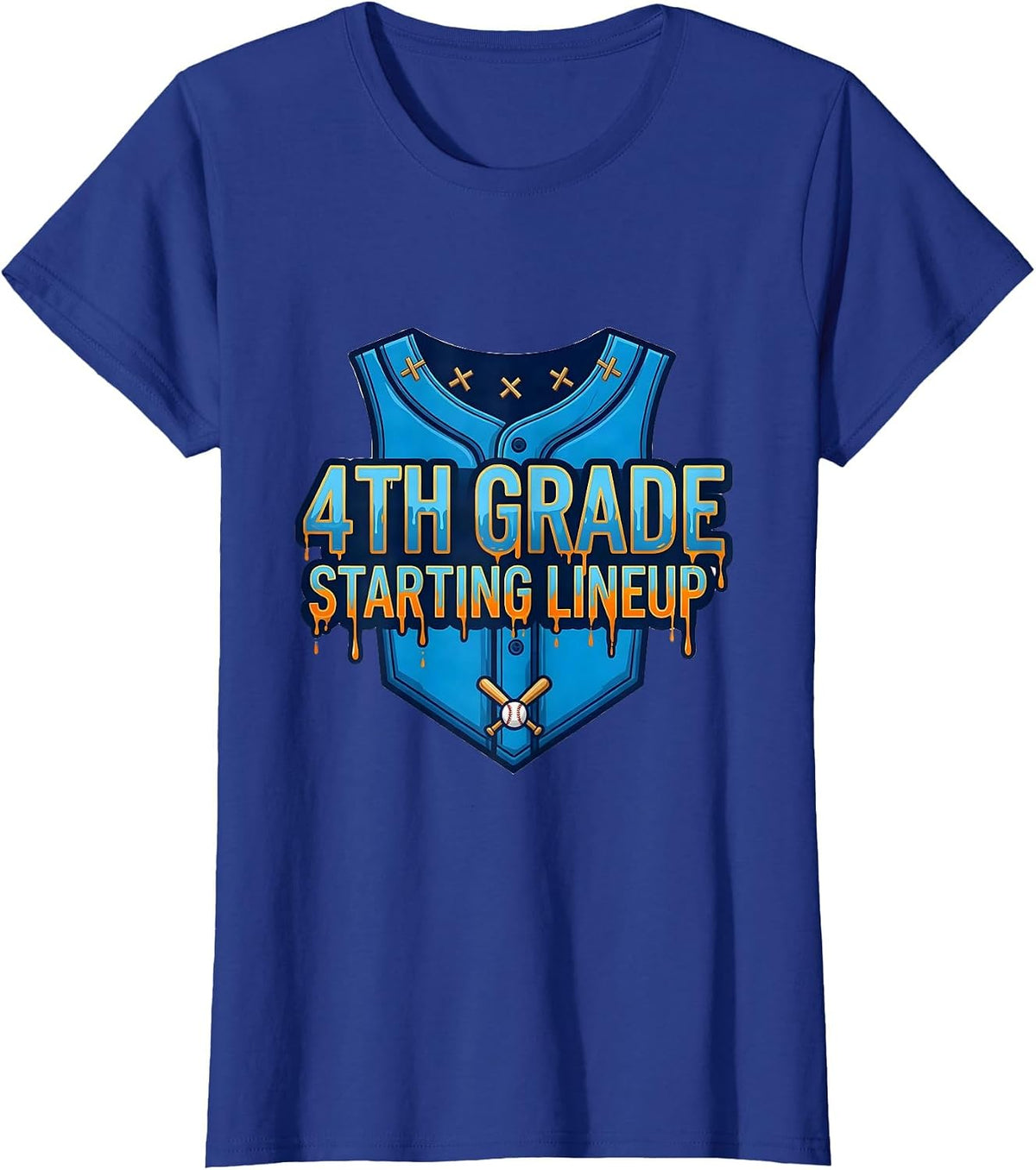 Women's 4th Grade Starting Lineup Bold Baseball Jersey Back T-Shirt - Royal Blue