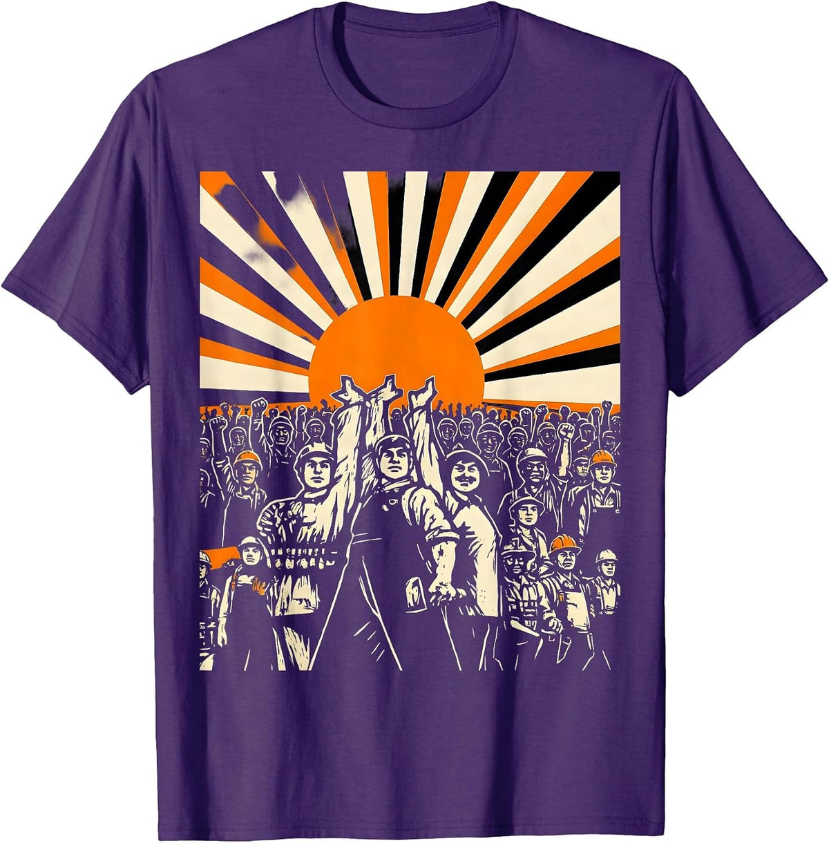 Men's Equal Rights Labor Day Silhouette Worker March T-Shirt - Purple