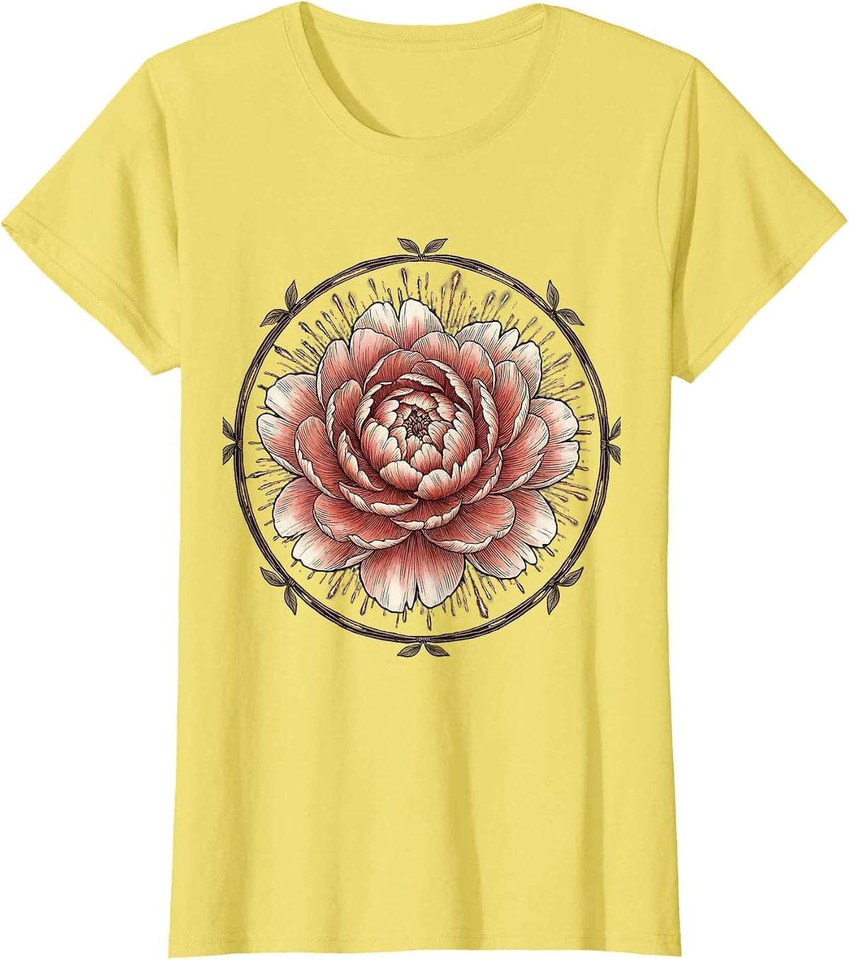 Red White Blue Firework Peony Burst Graphic T-Shirt - Lemon Yellow