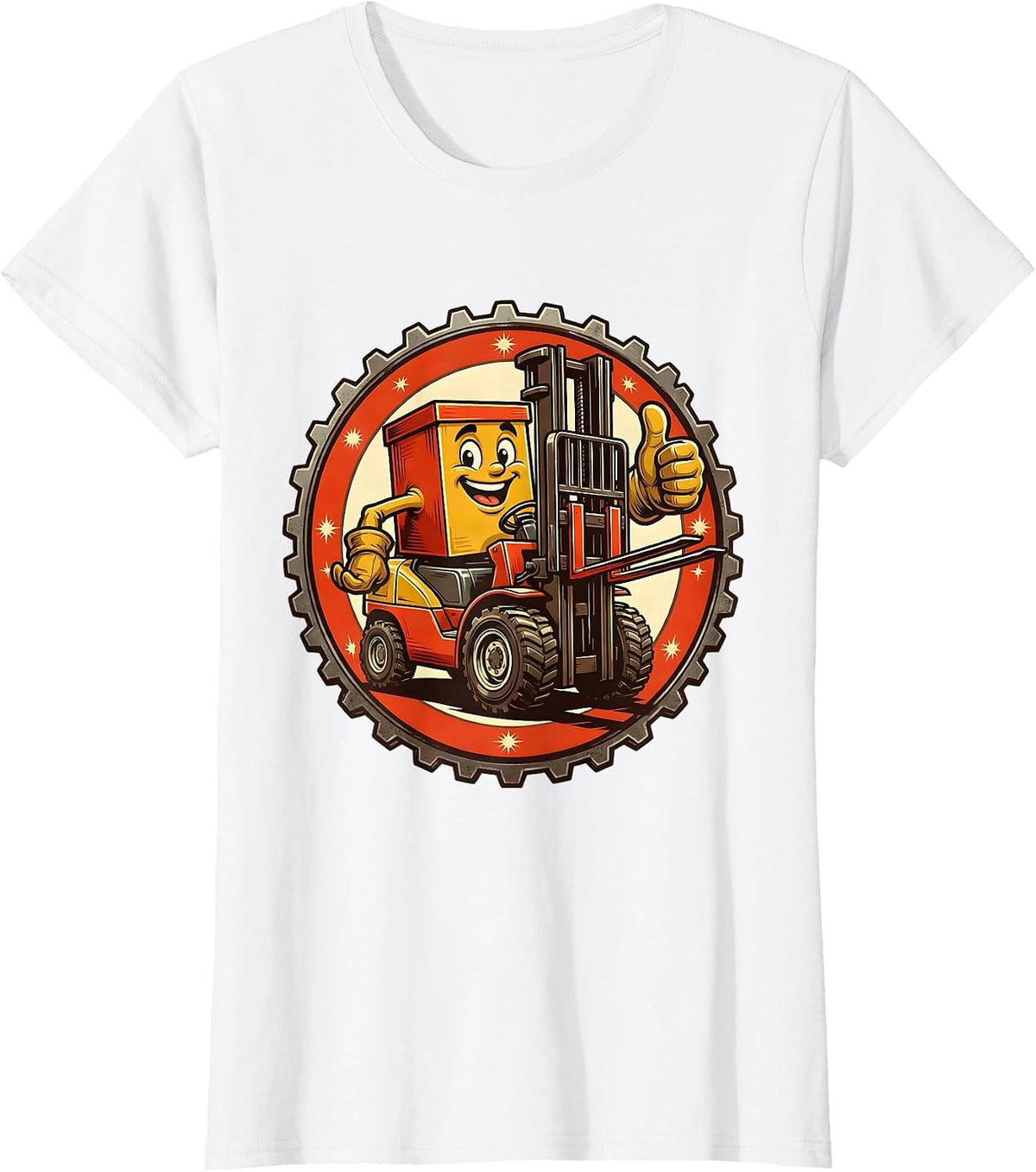 Labor Day Forklift Warehouse Silhouette Graphic T-Shirt - White
