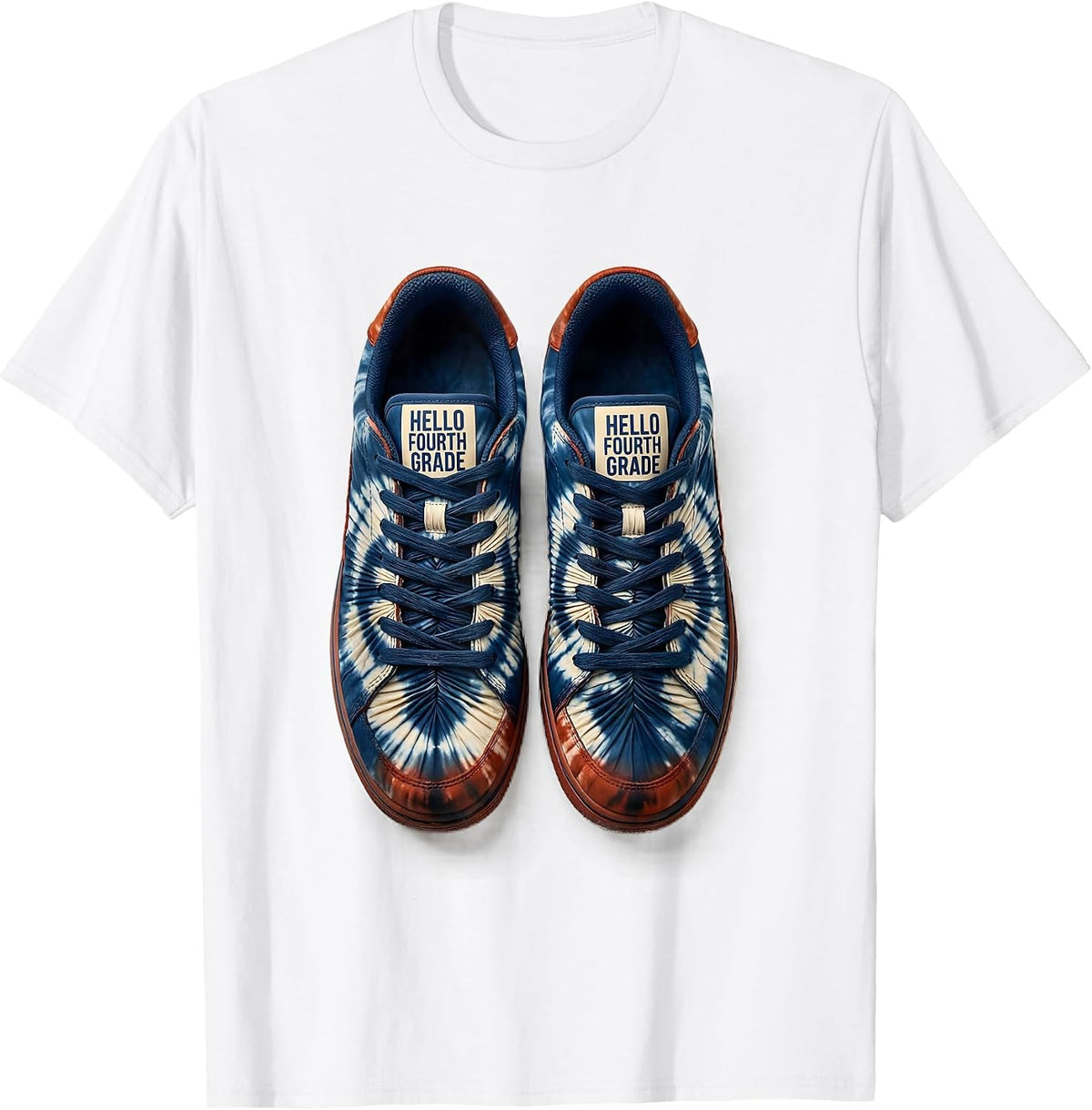 Men's Hello Fourth Grade Shibori Resist Tie Dye Back To School T-Shirt - White