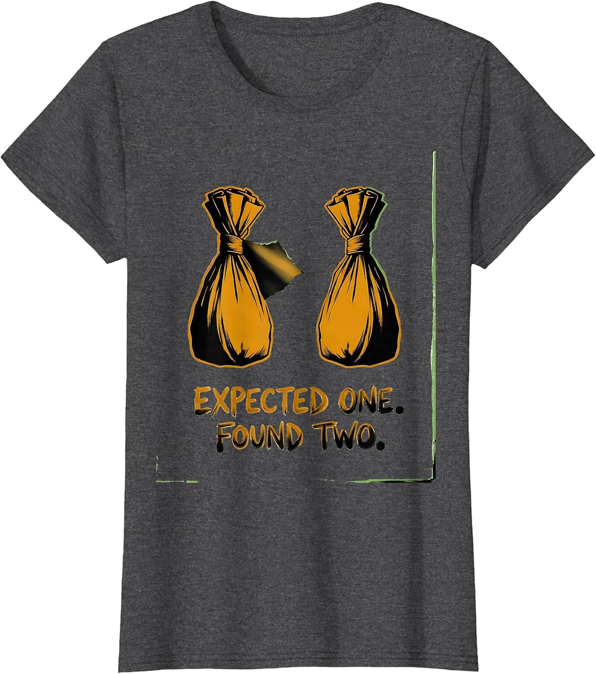 Women's Expected One Found Two Playful Twin Pregnancy Mama T-Shirt - Dark Heather Grey