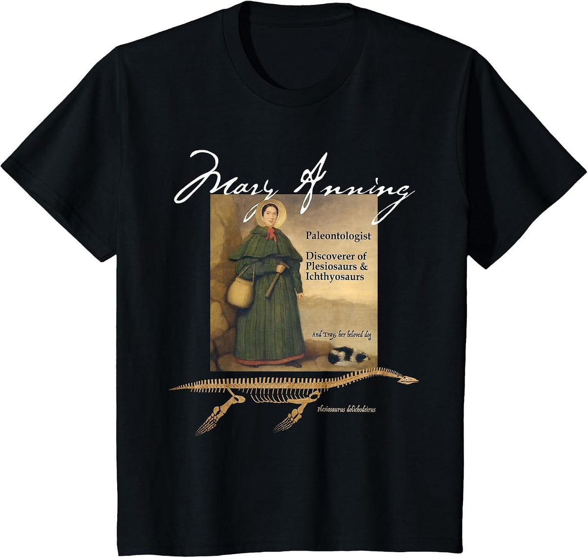 Celebrate Pioneering Paleontologist Mary Anning T-Shirt - Black