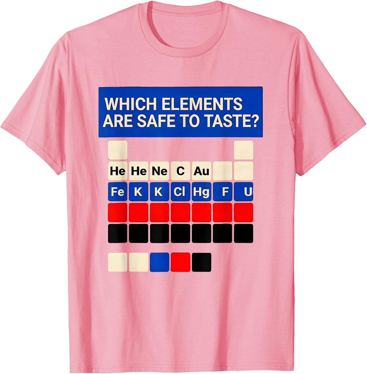 Men's Which Elements Are Safe To Taste Funny Periodic Table T-Shirt - Pink