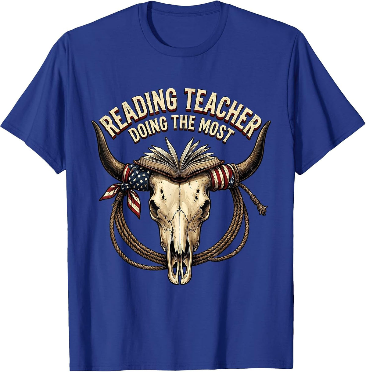 Reading Teacher Doing The Most Educator Design T-Shirt - Royal Blue