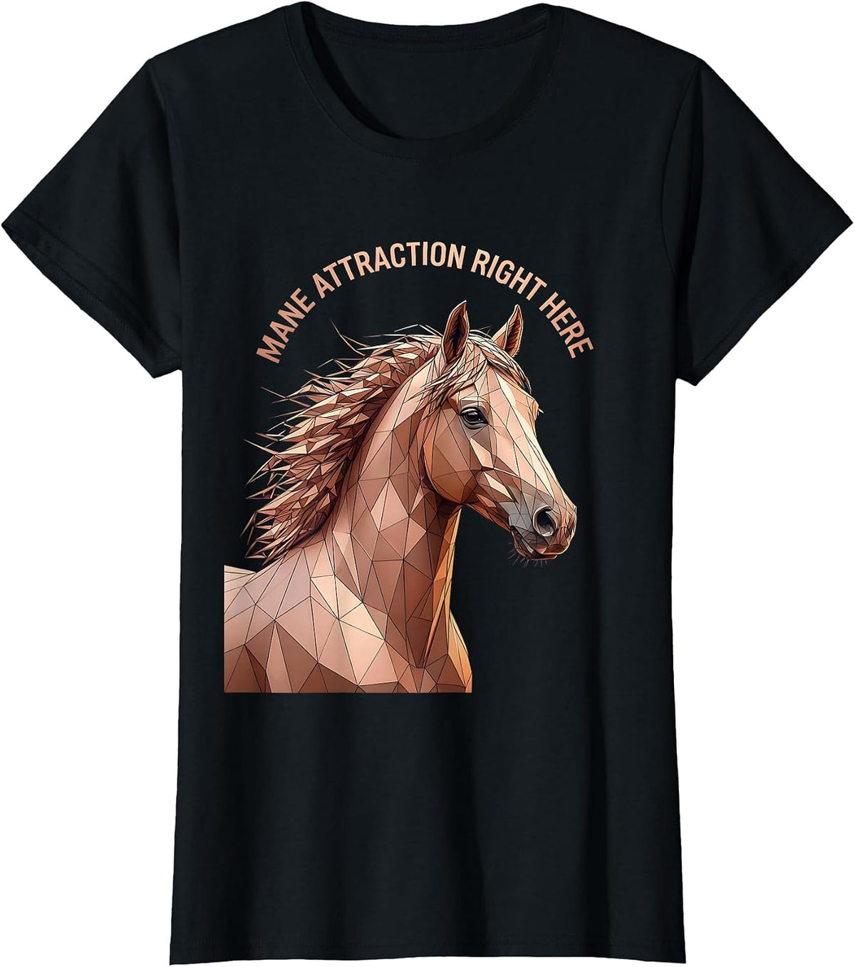 Women's Mane Attraction Here Horse Lover Design T-Shirt - Black