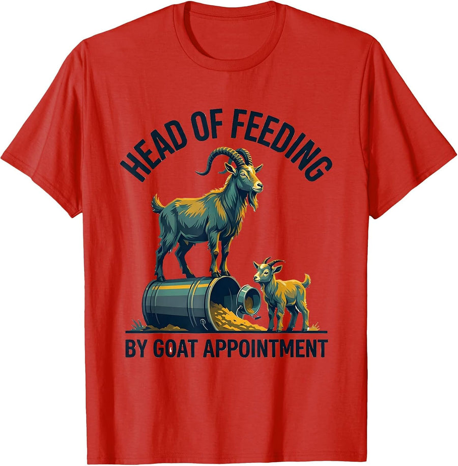 Men's Head Of Feeding By Goat Appointment Funny Goat Lover Farmer T-Shirt - Red