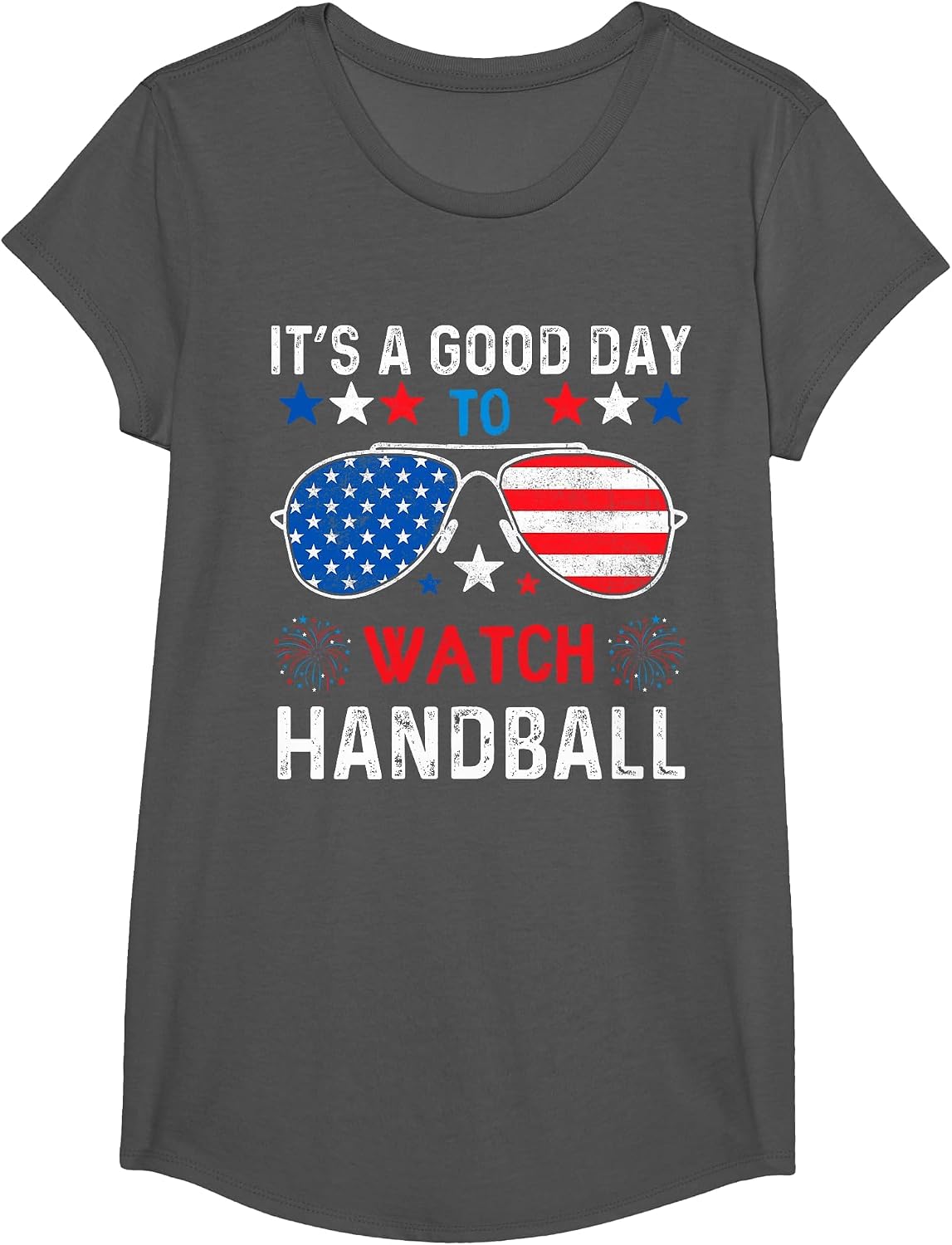 Handball USA Support the Team Sunglasses USA Flag T-Shirt - Girls Asphalt Grey