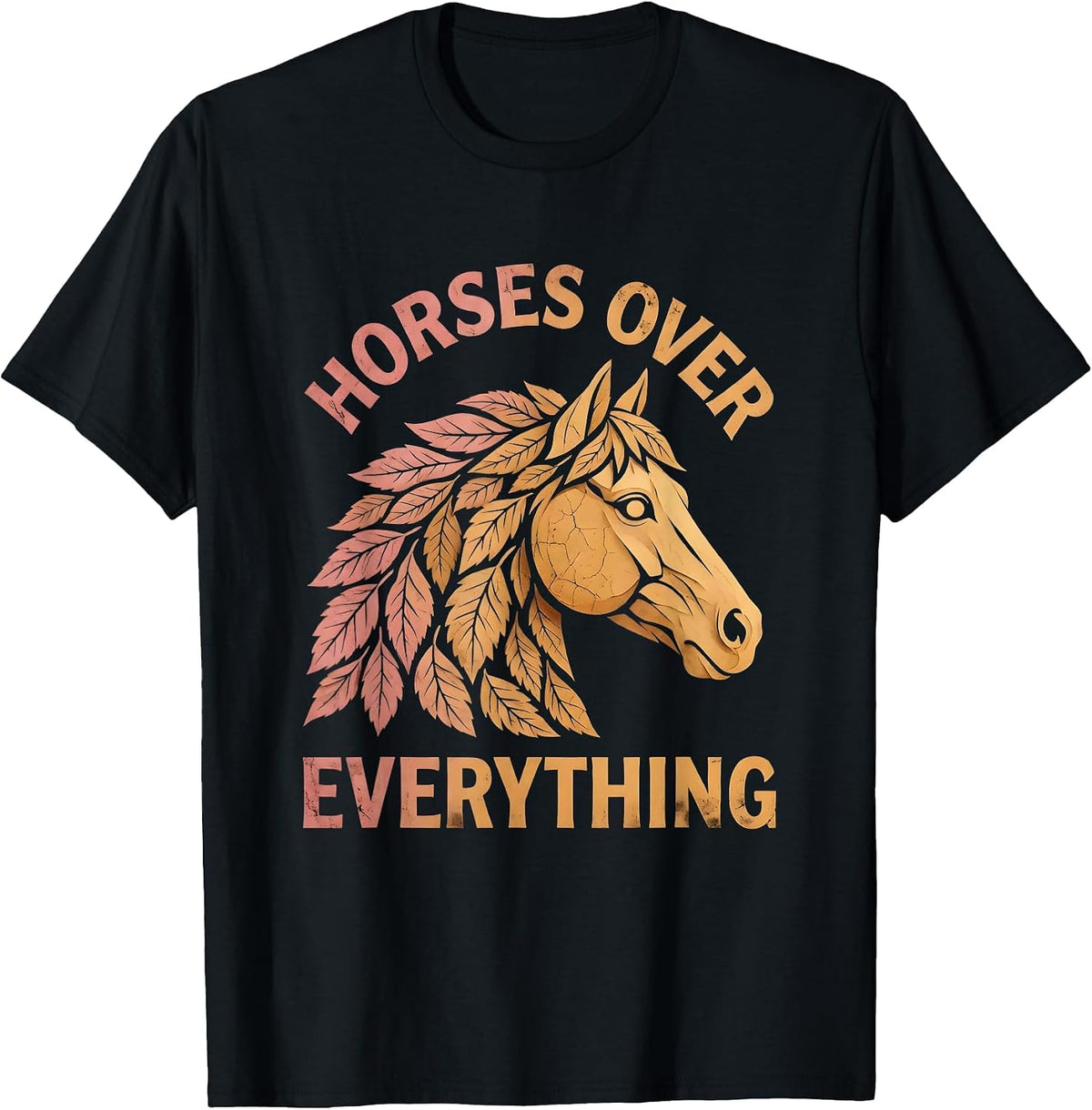 Men's Horses Over Everything Cowgirl Design T-Shirt - Black