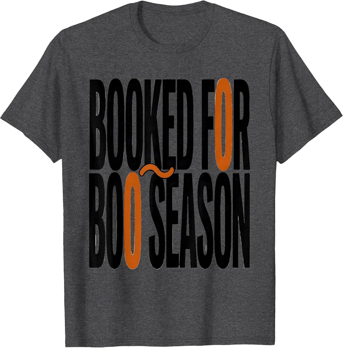 Men's Booked For Boo Season Cute Ghost Book Lover Halloween Humor T-Shirt - Dark Heather Grey