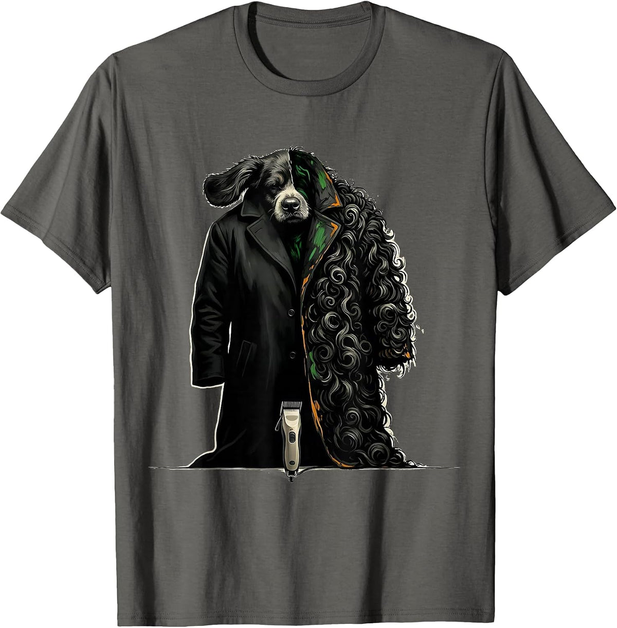 Sheepadoodle Coat Polish Poster Conceptual Dog Lover Humor T-Shirt - Asphalt Grey