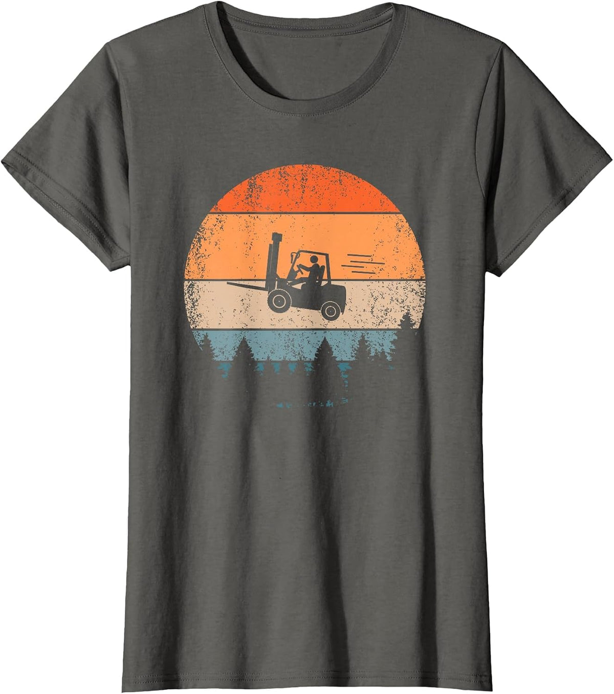 Forklift Driver | Flying Forklifter | Retro Fork-Lift Truck T-Shirt - Asphalt Grey