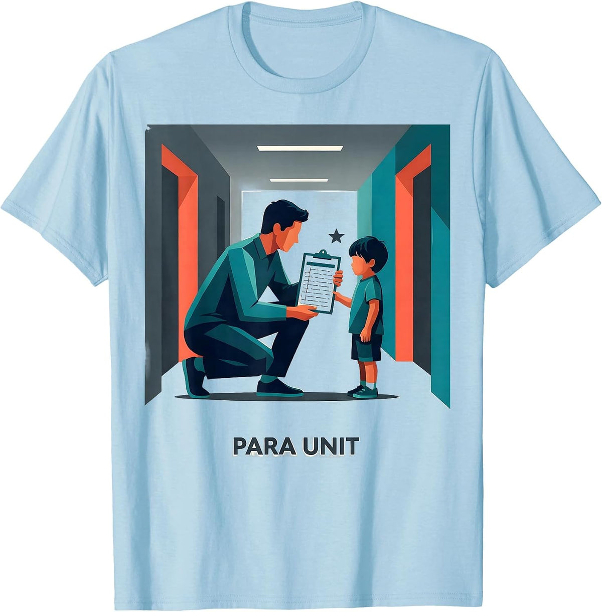 Para Unit Flat Vector Teacher Aide Appreciation Back T-Shirt - Baby Blue