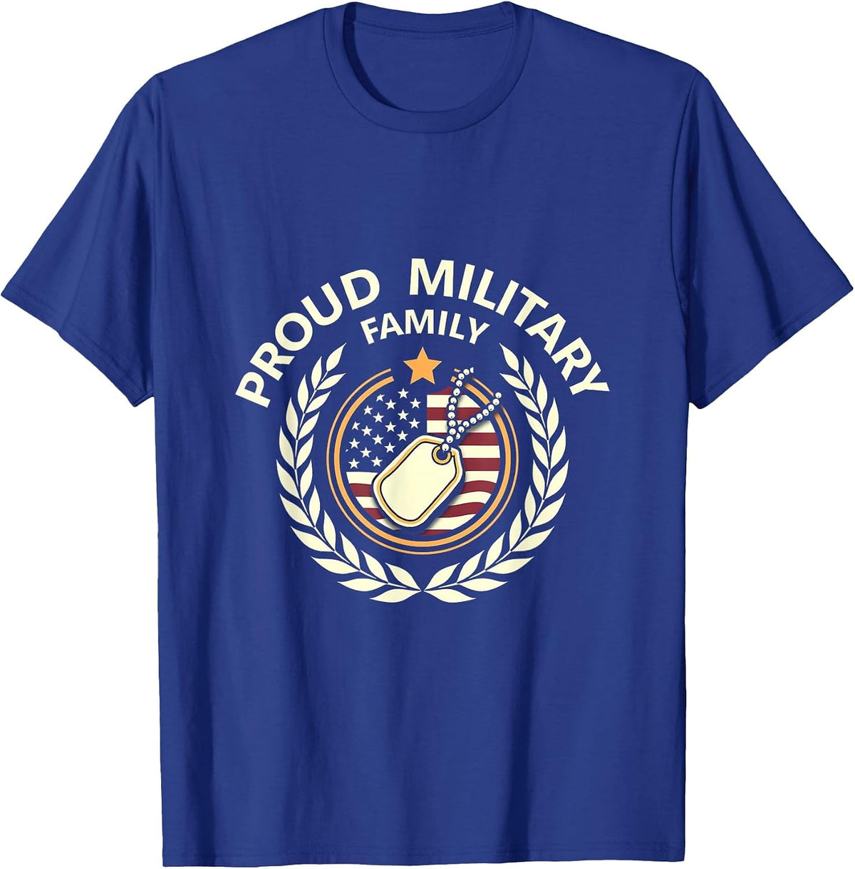 Proud Military Family Patriotic Support Design T-Shirt - Royal Blue