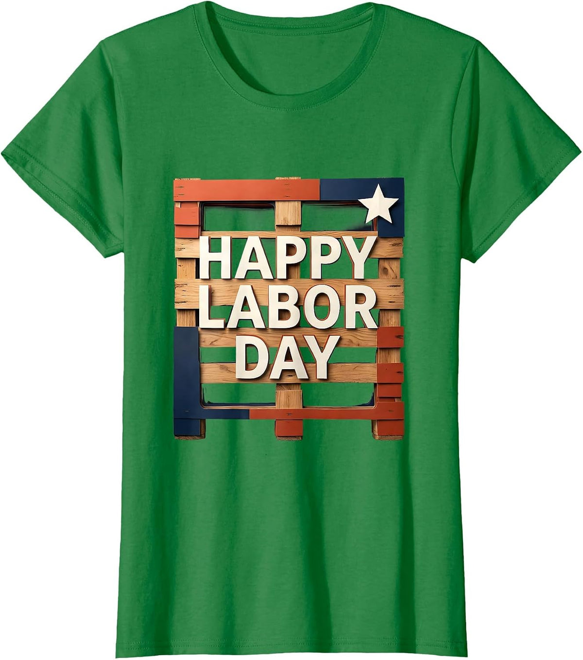 Happy Labor Day Patriotic Union Pride Paper Cutout Graphic T-Shirt - Kelly Green