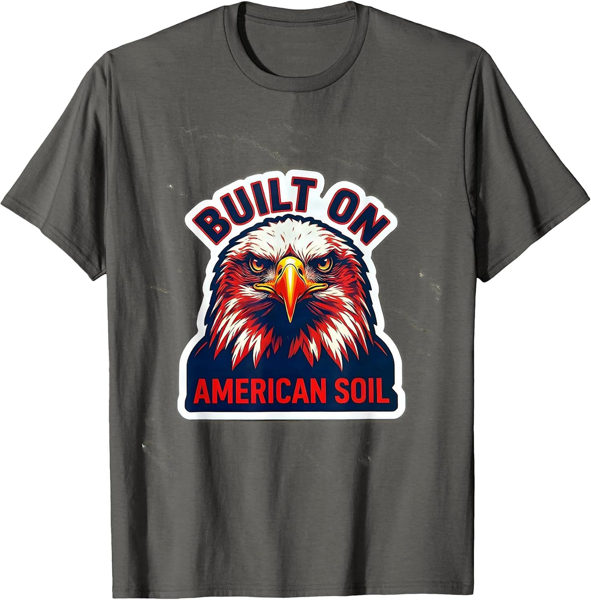 Men's Built on American Soil Patriotic Pride Design T-Shirt - Asphalt Grey
