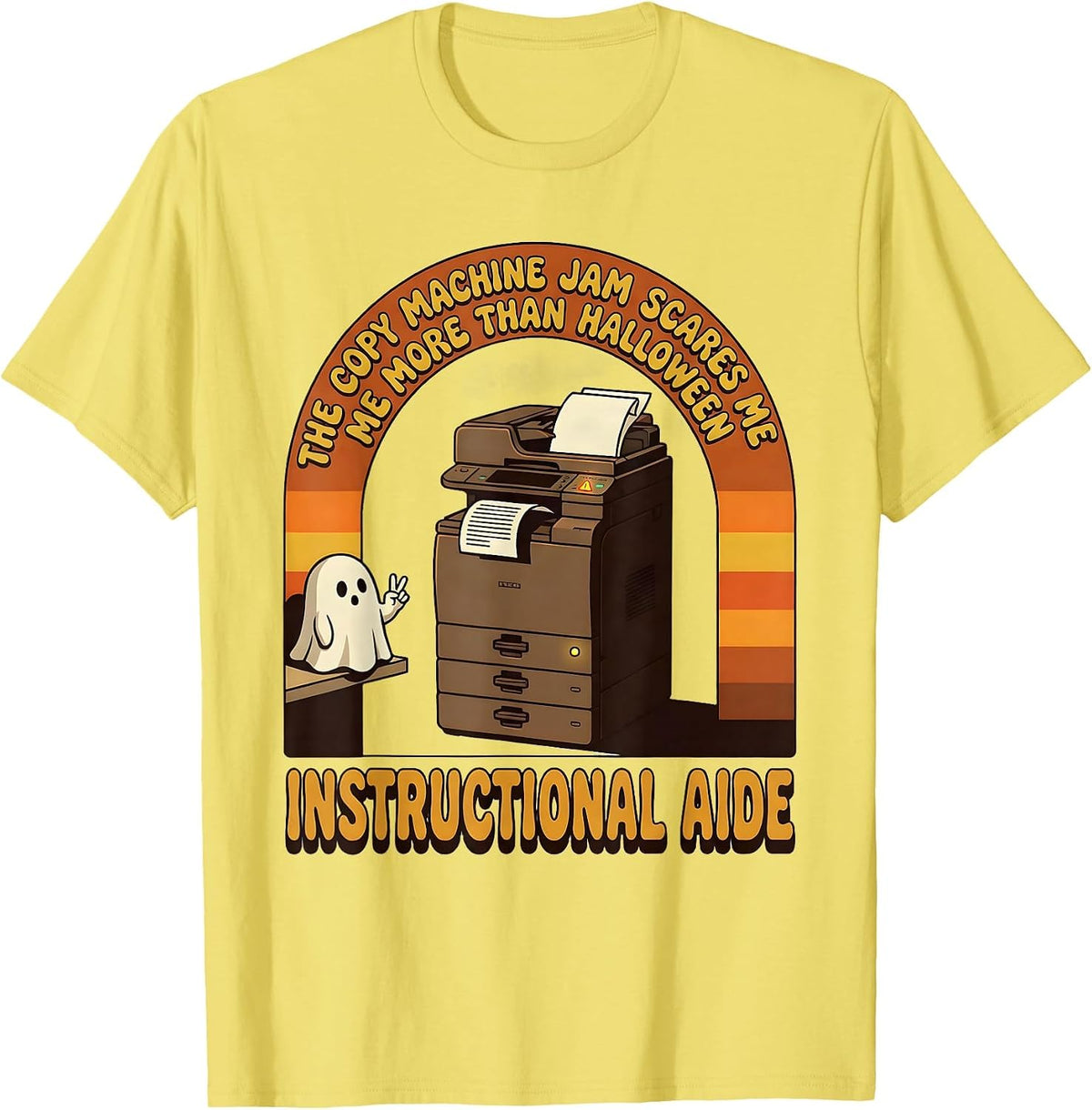 Men's The Copy Machine Jam Scares Me More Than Halloween T-Shirt - Lemon Yellow