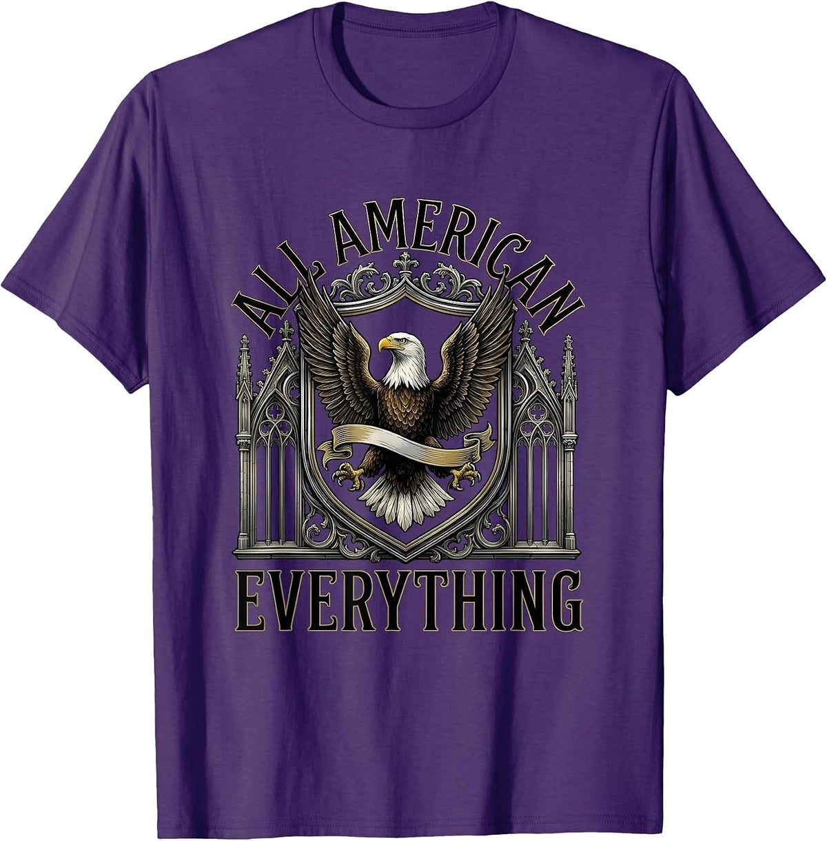 All American Everything Patriotic USA Design T-Shirt - Purple