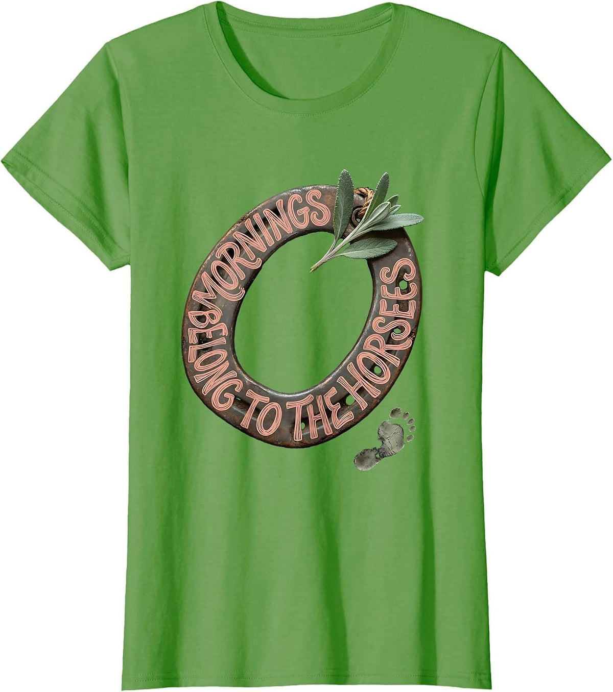 Women's Mornings Belong To The Horses Boho Horse Lover Gift T-Shirt - Grass Green