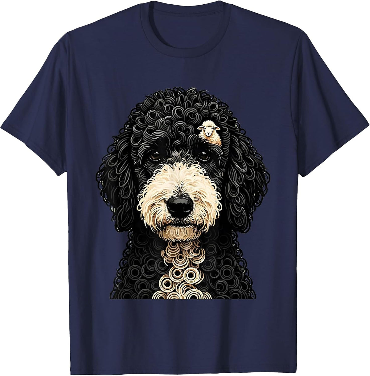 Men's Sheepadoodle Minimalist Breed Humor Dog Lover T-Shirt - Navy Blue