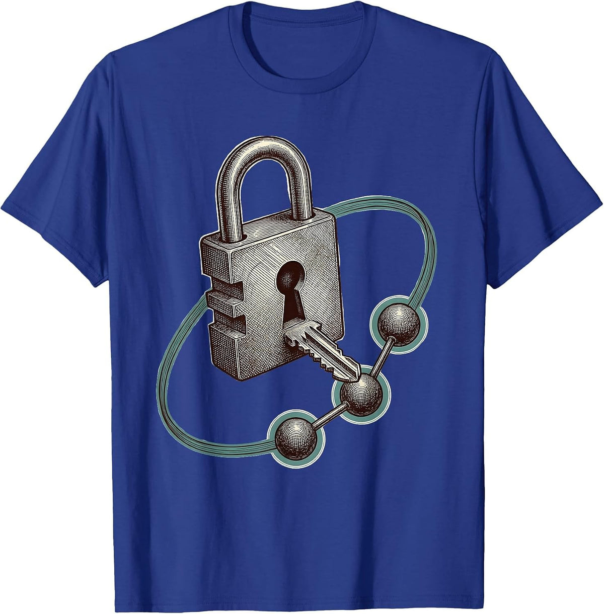 Periodic Table Key Molecular Lock Nerdy Science Humor T-Shirt - Royal Blue