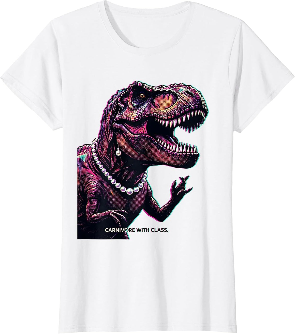 Carnivore With Class Dinosaur Design T-Shirt - White