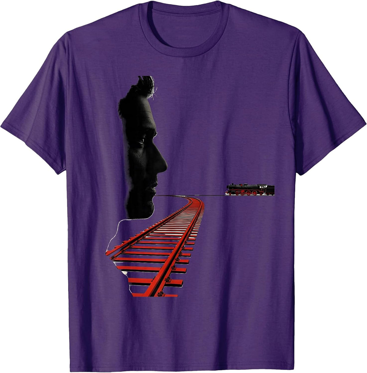 Men's Steam Locomotive Train Enthusiast Vintage Humor T-Shirt - Purple