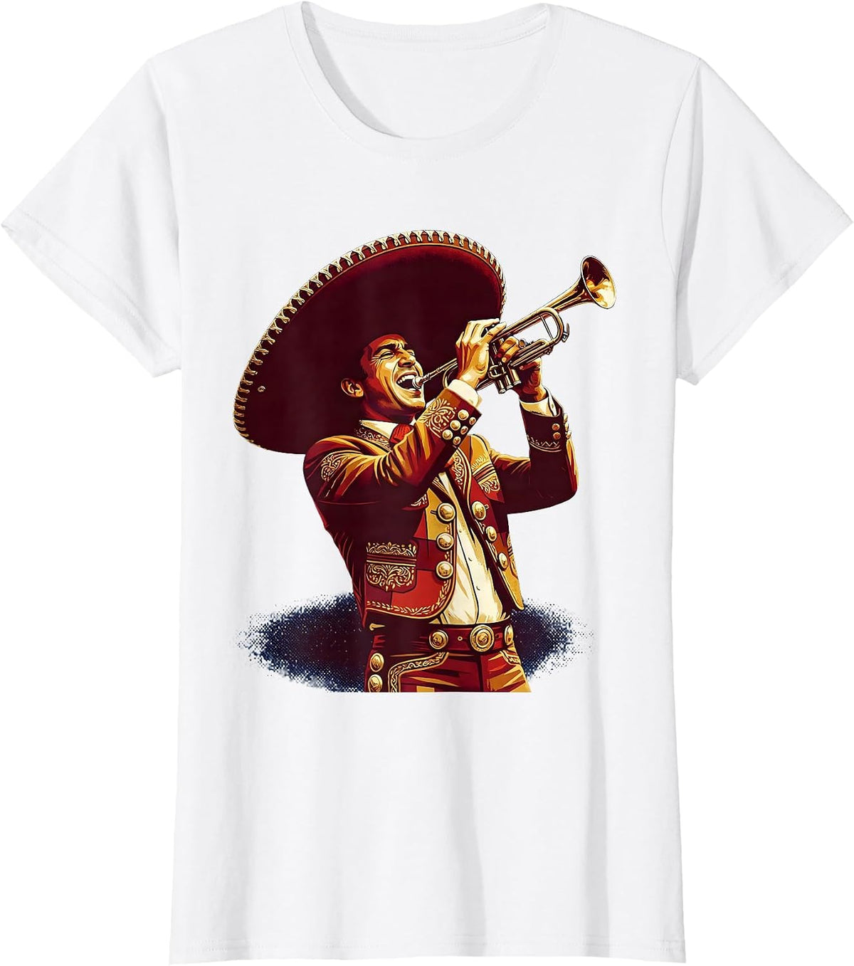Mariachi Singer Sombrero Graphic Design T-Shirt - White